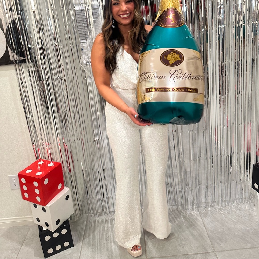 White Sequin Jumpsuit